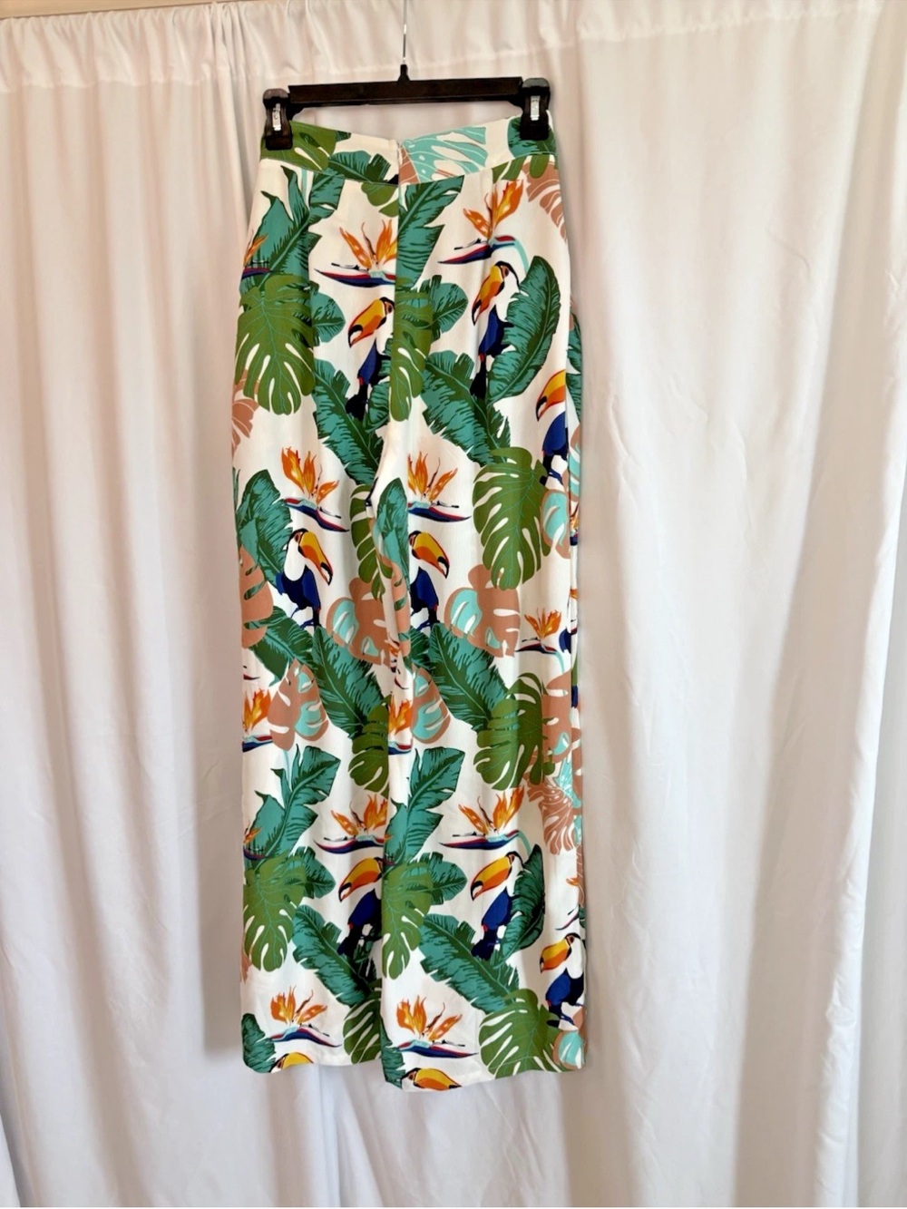 Tropical Toucan Print Wide Leg pants by The Sang - size Medium - Resort - Picture 4 of 5
